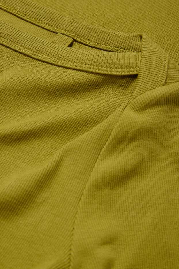 Dona - Samarreta de mànigues llargues - slim fit - acanalada - verd