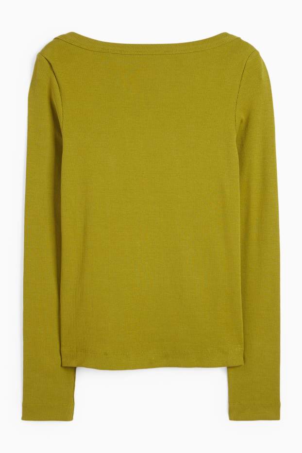 Dona - Samarreta de mànigues llargues - slim fit - acanalada - verd