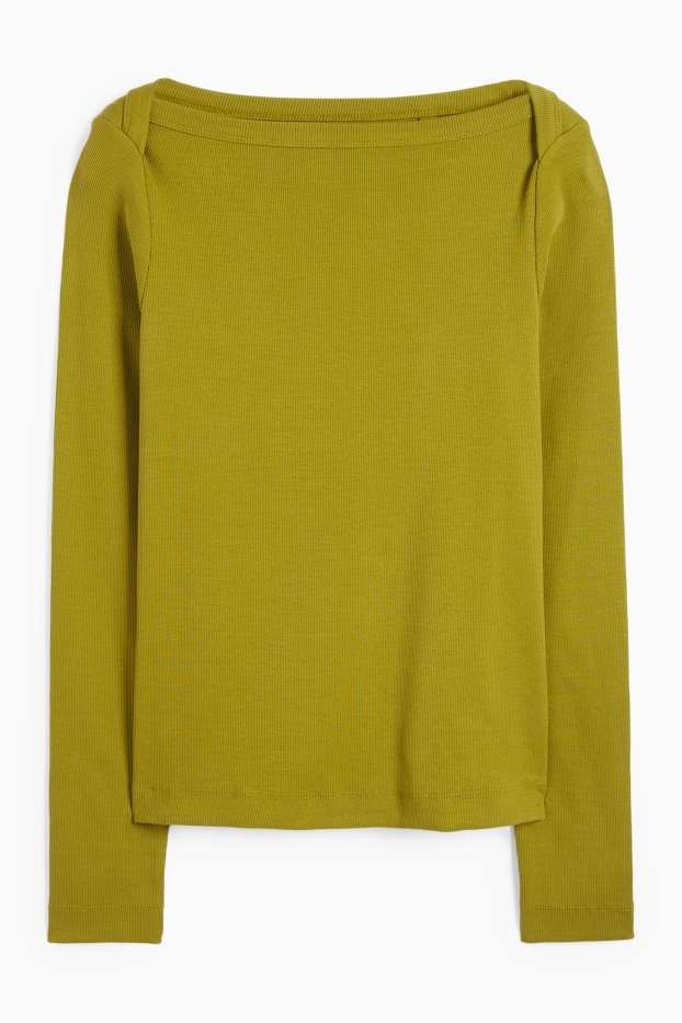 Dona - Samarreta de mànigues llargues - slim fit - acanalada - verd