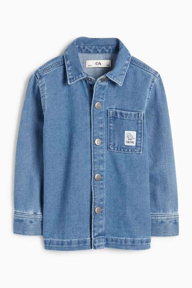 Kinderen: jongens - Dinosaurus - spijkerblouse - jeansblauw