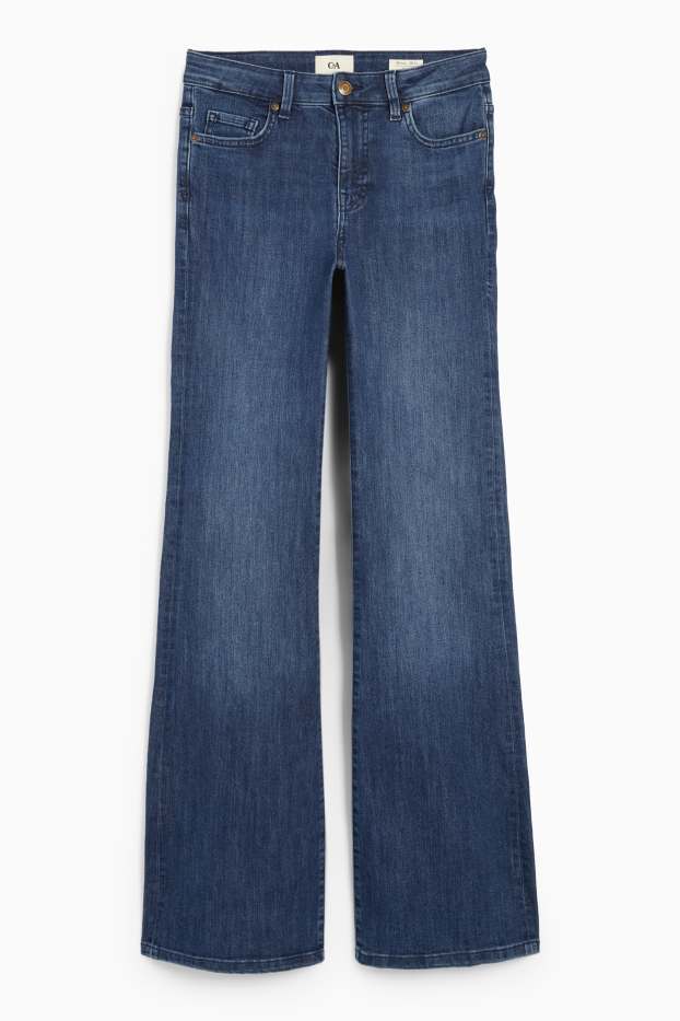 Women - Flared jeans - mid-rise waist - blue denim