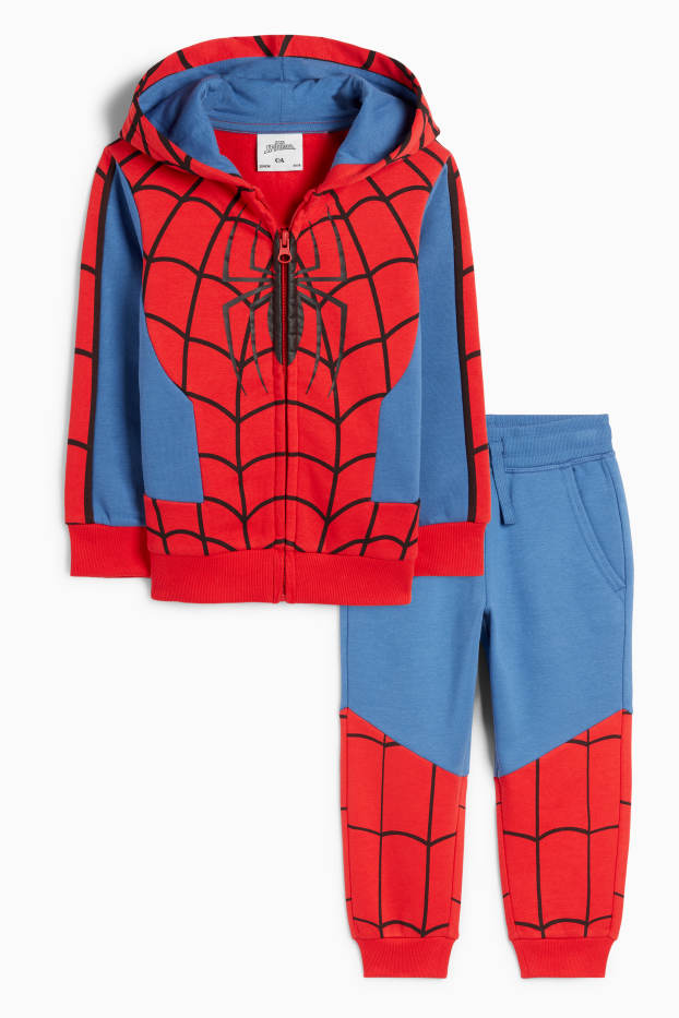 Kinderen: jongens - Spider-Man - set - sweatvest met capuchon en joggingbroek - rood / donkerblauw