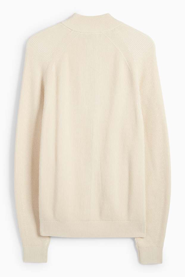Hommes - Gilet en maille - finition côtelée - beige clair