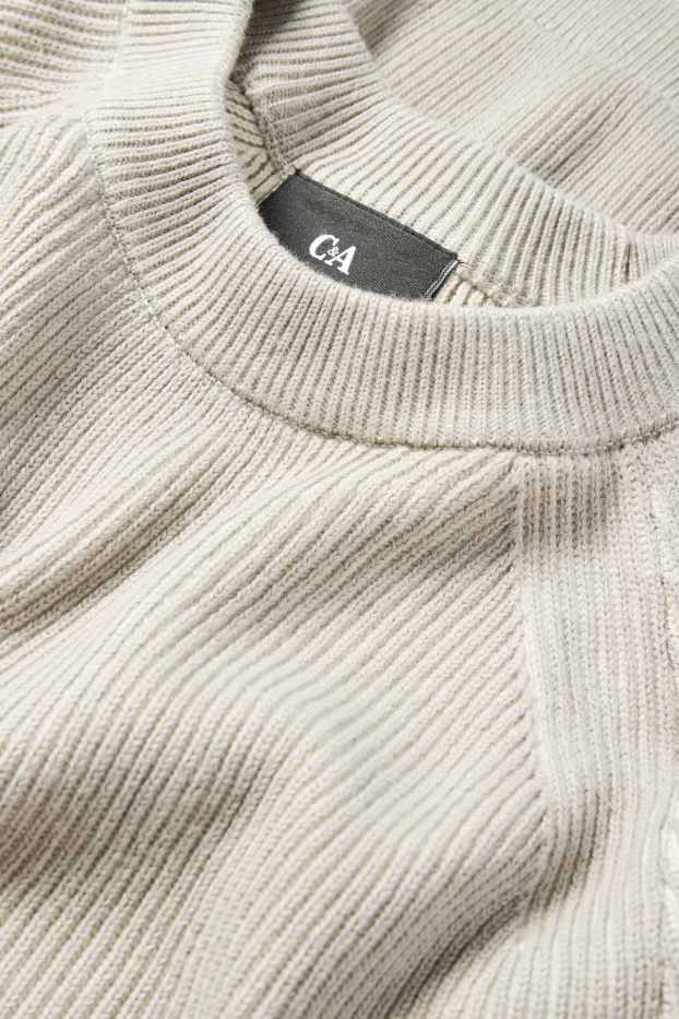 Herren - Pullover - gerippt - hellgrau