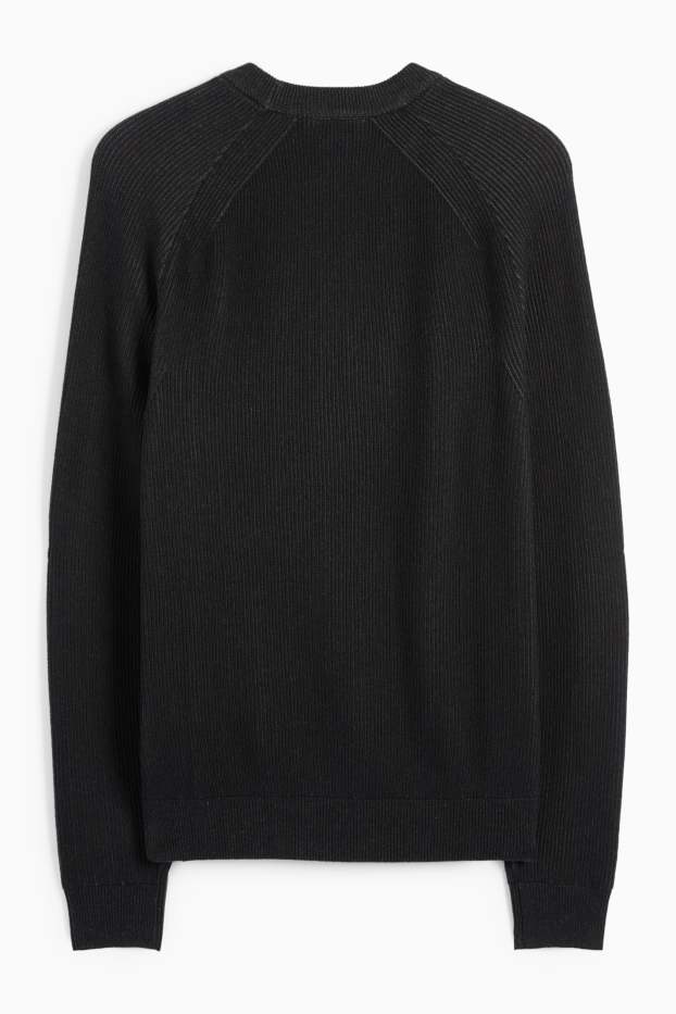 Men - Jumper - ribbed - black