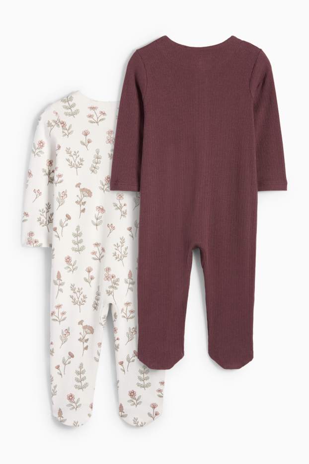 Baby Mädchen - Multipack 2er - Blümchen - Baby-Schlafanzug - braun