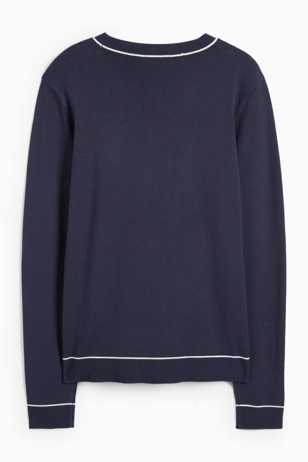 Damen - Feinstrick-Pullover - dunkelblau