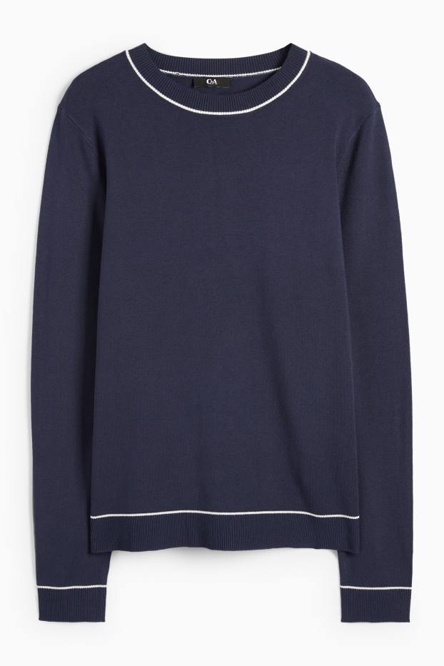 Damen - Feinstrick-Pullover - dunkelblau