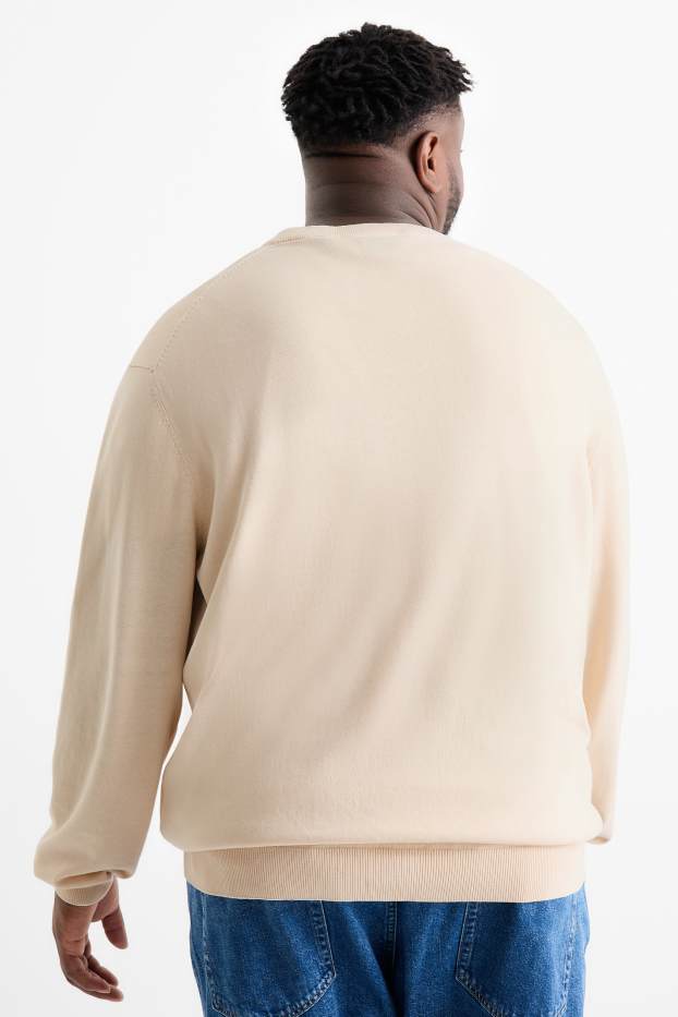 Uomo - Maglione in maglia fine - beige chiaro
