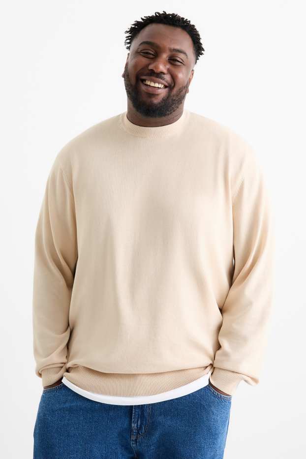 Uomo - Maglione in maglia fine - beige chiaro