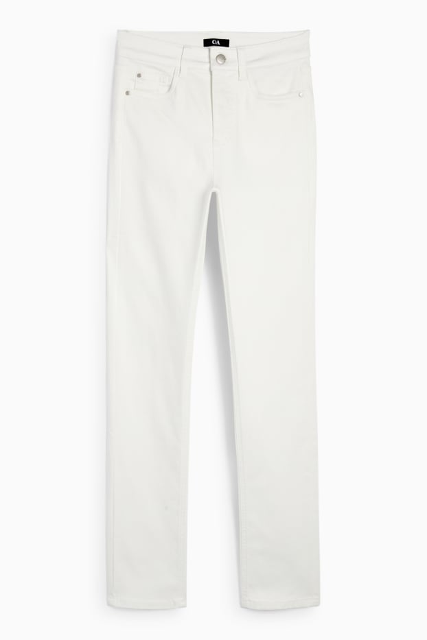 Women - Cloth trousers - high waist - slim fit - white