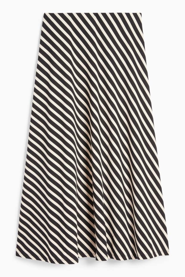 Damen - Rock - gestreift - schwarz / beige