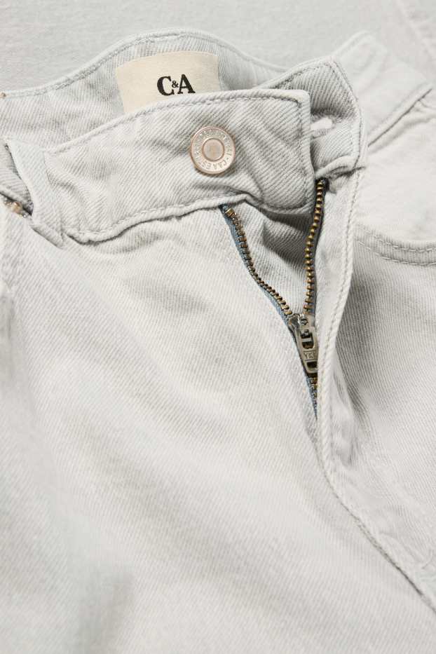 Women - Loose flared jeans - mid-rise waist - denim-light gray