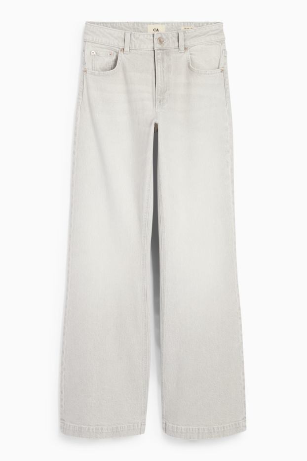Women - Loose flared jeans - mid-rise waist - denim-light gray