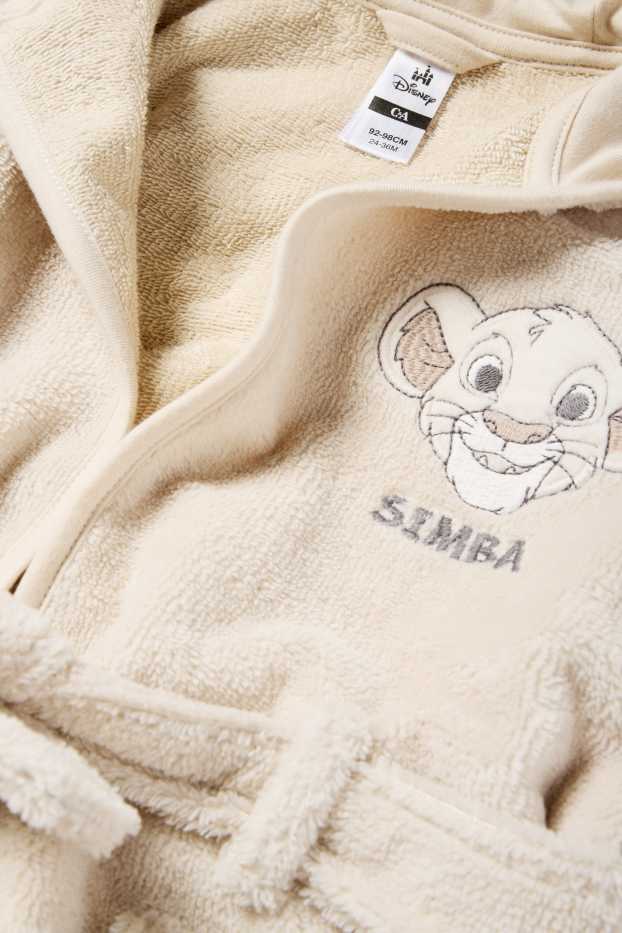 Baby: jongens - The Lion King- badstof babybadjas met capuchon - licht beige