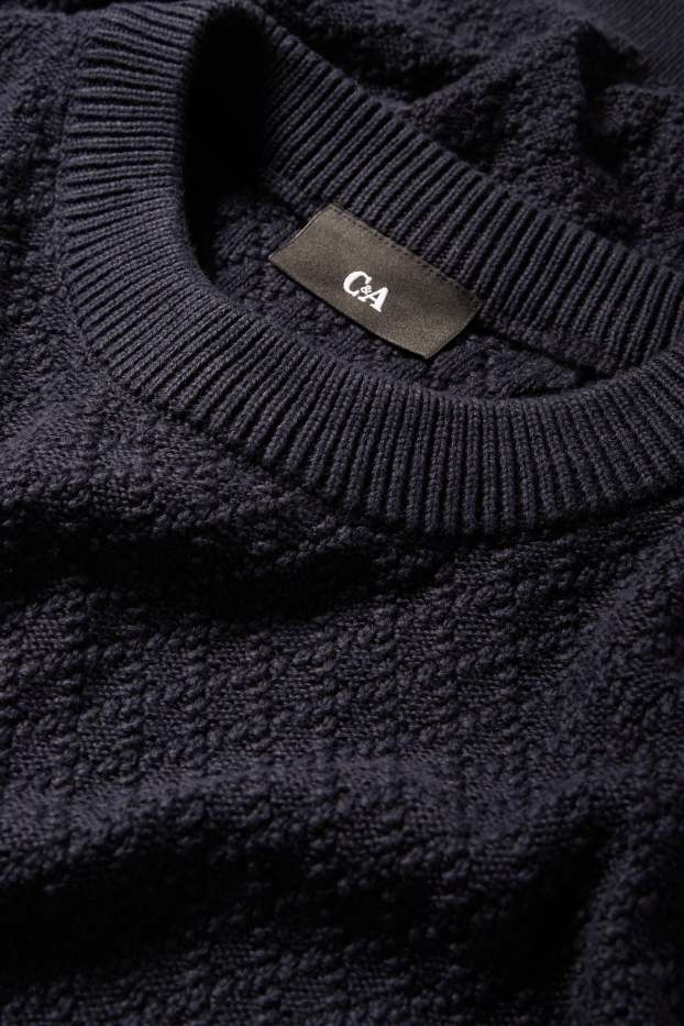 Herren - Pullover - strukturiert - dunkelblau