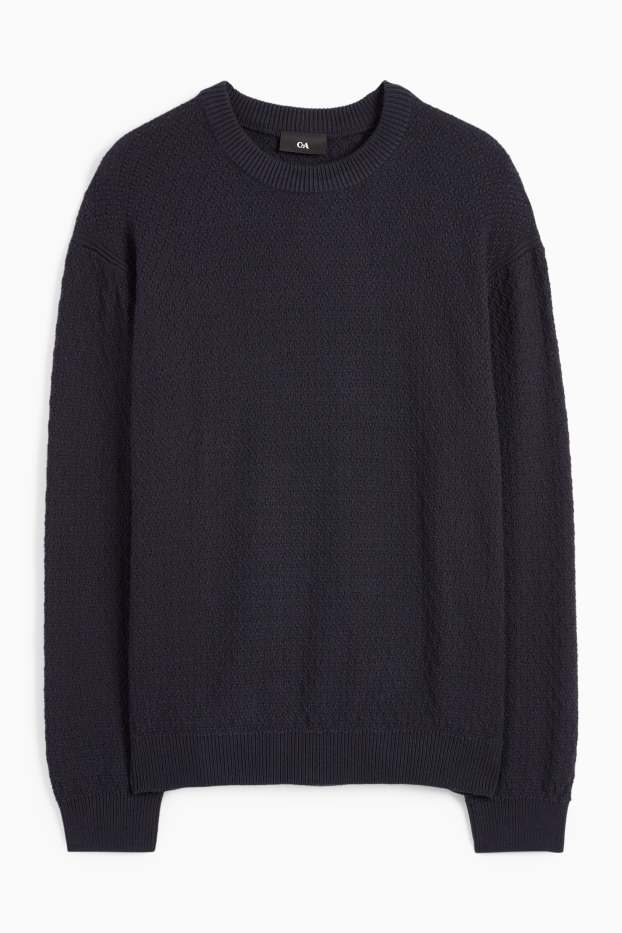 Herren - Pullover - strukturiert - dunkelblau