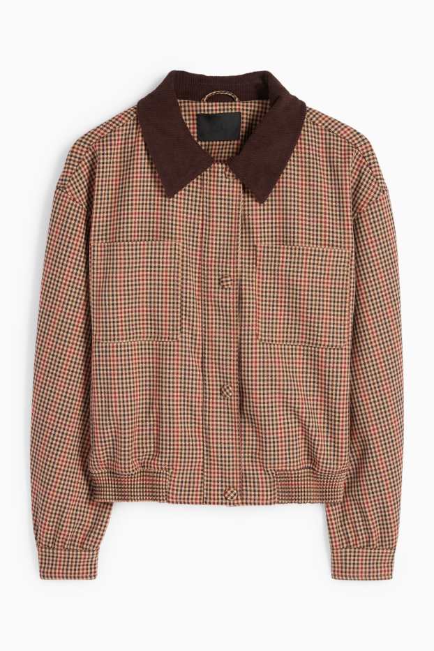 Femmes - Veste - à carreaux - beige