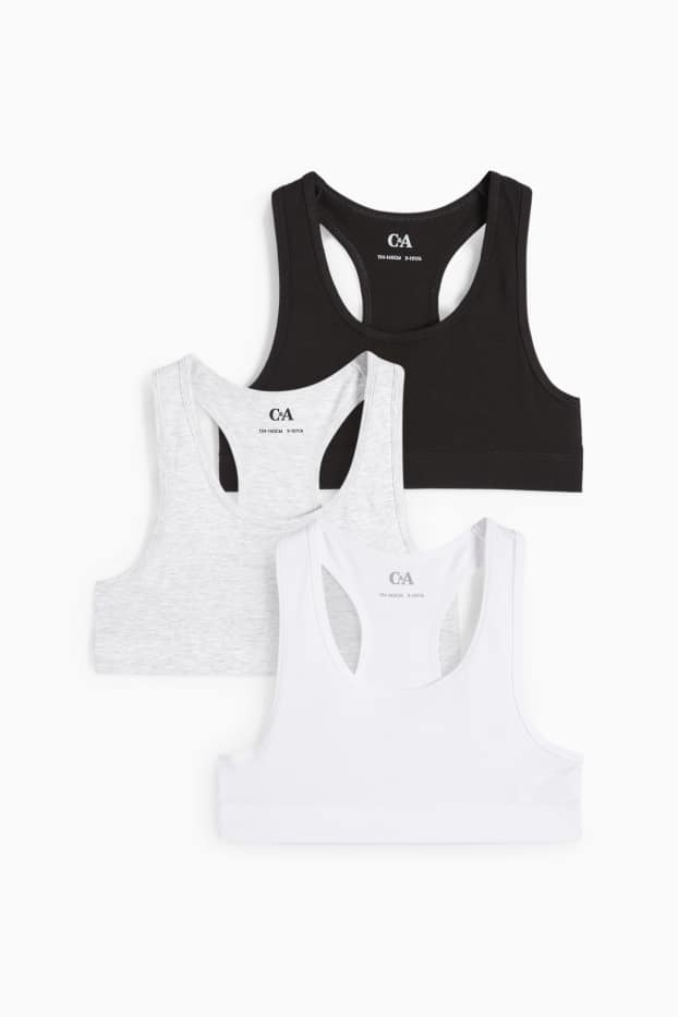 Enfants filles - Lot de 3 - brassières - gris clair chiné