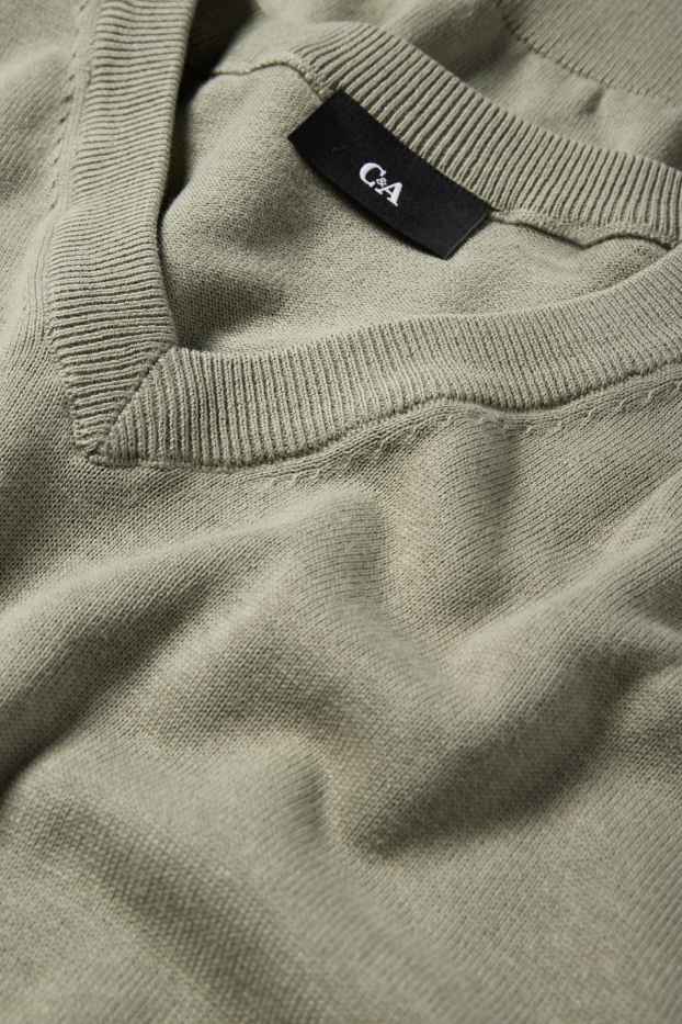 Hommes - Pull en maille fine - vert