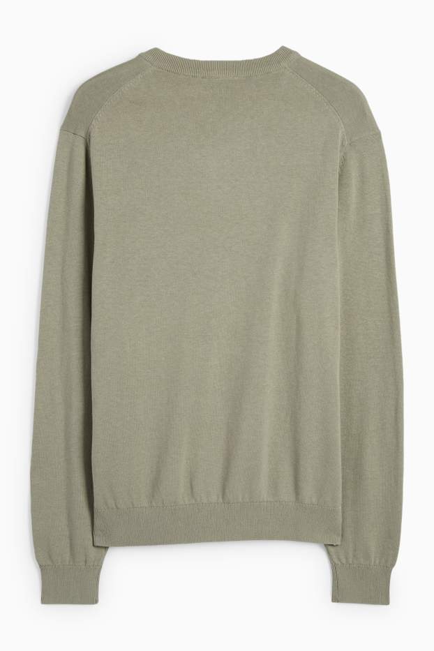 Hommes - Pull en maille fine - vert