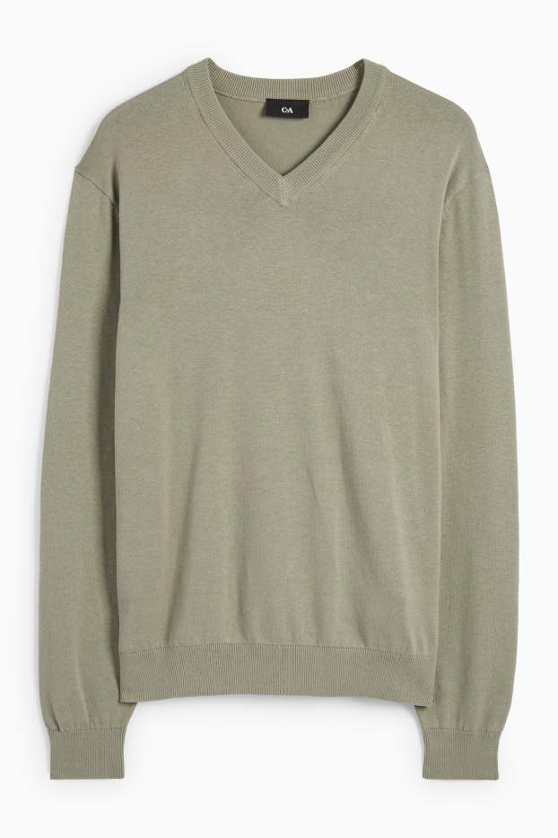 Hommes - Pull en maille fine - vert