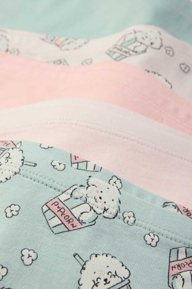 Children Girls - Multipack of 5 - puppy and popcorn - shorts - rose