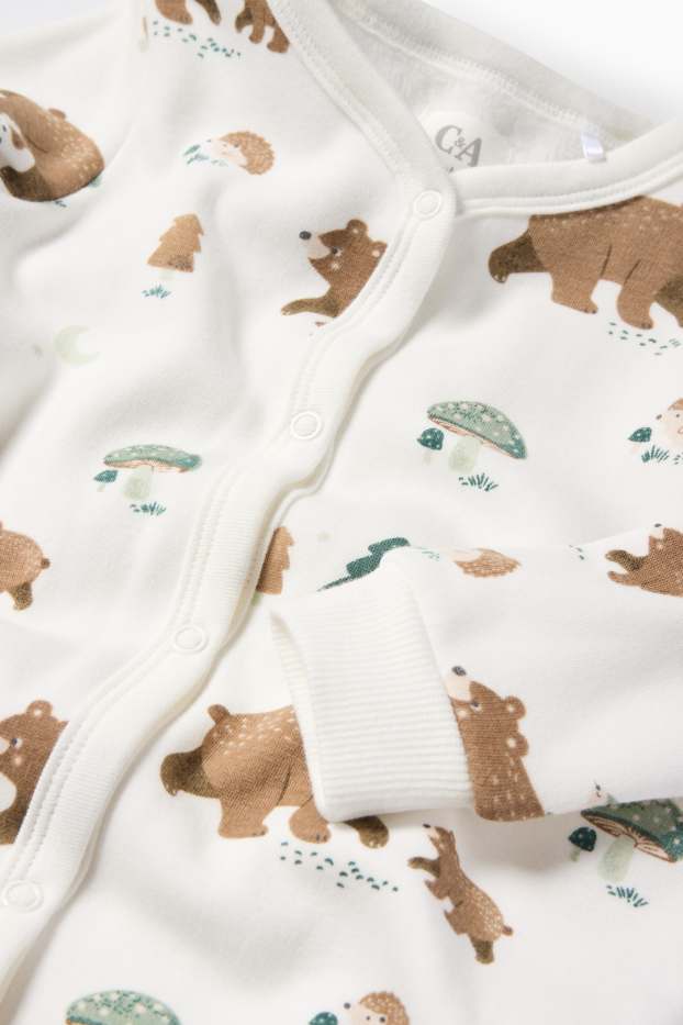 Baby Jungen - Waldtiere - Baby-Schlafanzug - weiss