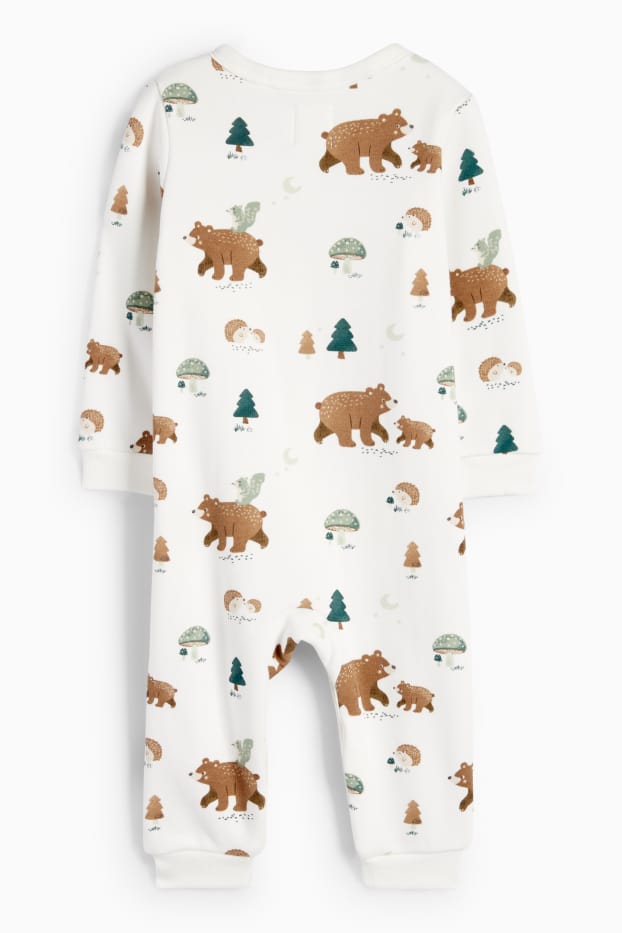Baby Jungen - Waldtiere - Baby-Schlafanzug - weiss