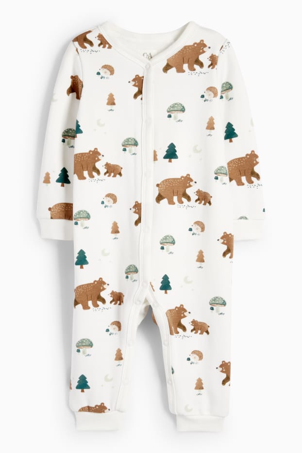 Baby Jungen - Waldtiere - Baby-Schlafanzug - weiss