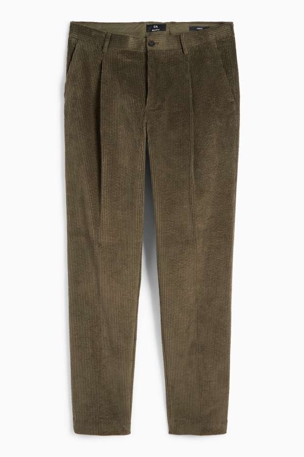 Men - Corduroy mix & match trousers - regular fit - stretch - dark green