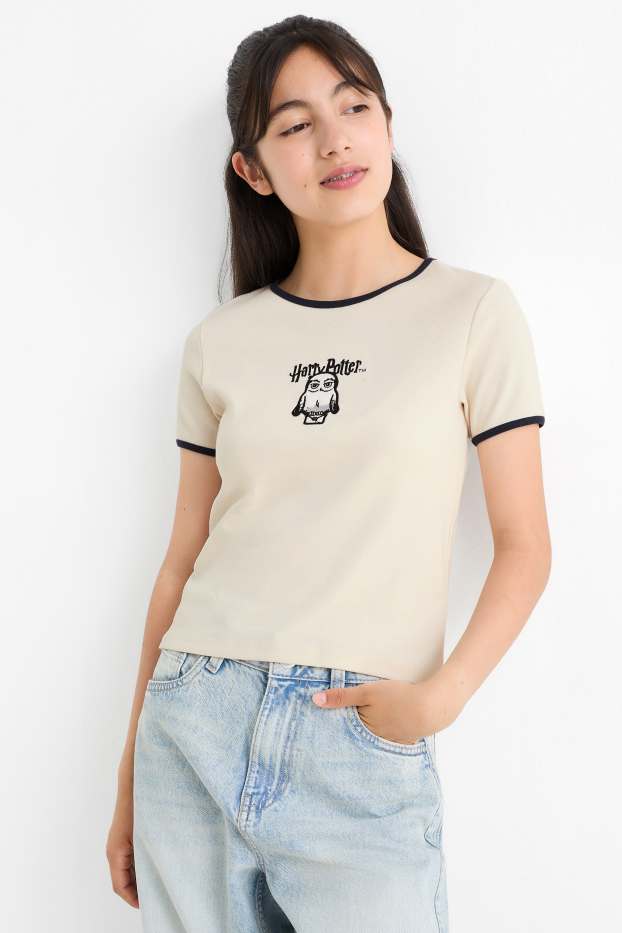 Enfants filles - Harry Potter - T-shirt - finition côtelée - blanc crème