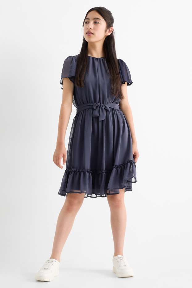 Niños: niñas - Vestido de chifón - azul oscuro