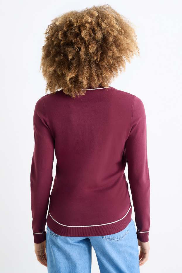 Damen - Feinstrick-Pullover - bordeaux