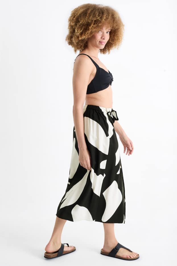 Damen - Wickelrock - gemustert - schwarz / weiß