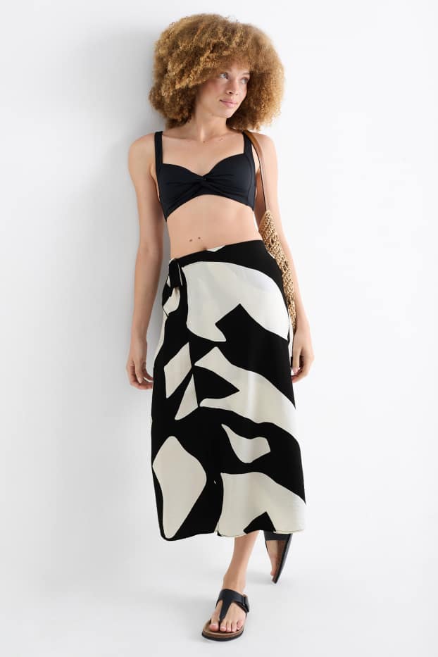 Damen - Wickelrock - gemustert - schwarz / weiß