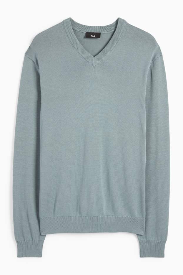 Hommes - Pull en maille fine - gris clair
