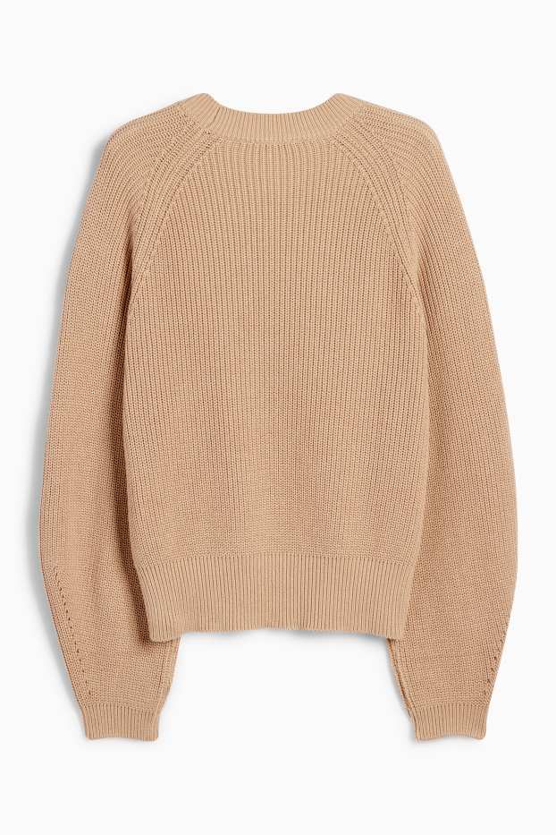 Dames - Trui - geribd - beige