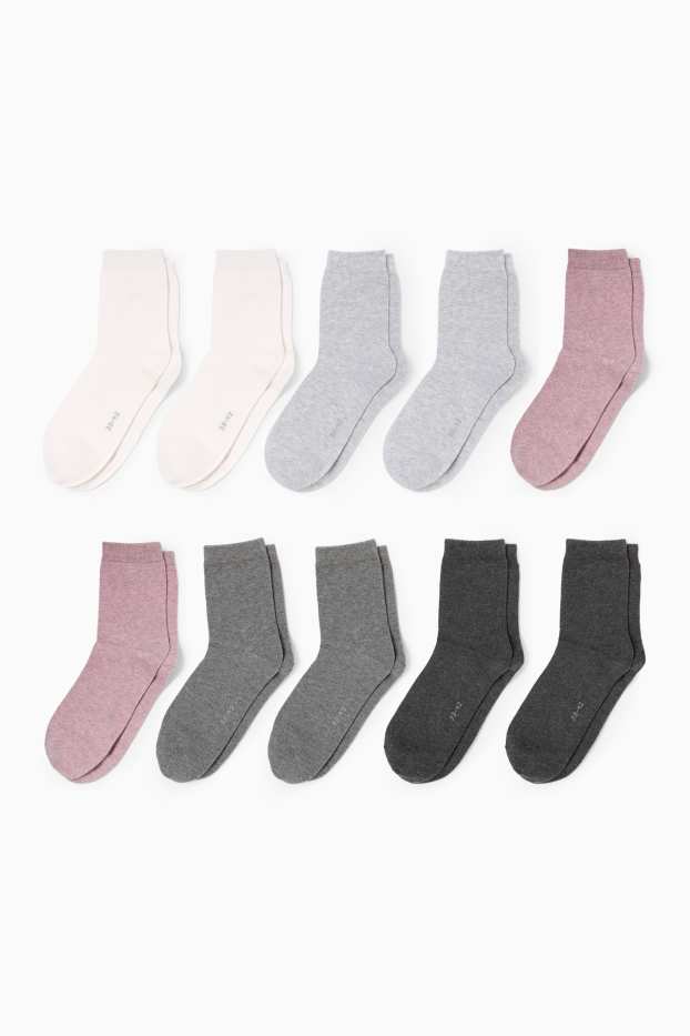 Damen - Multipack 10er - Socken - grau / rosa