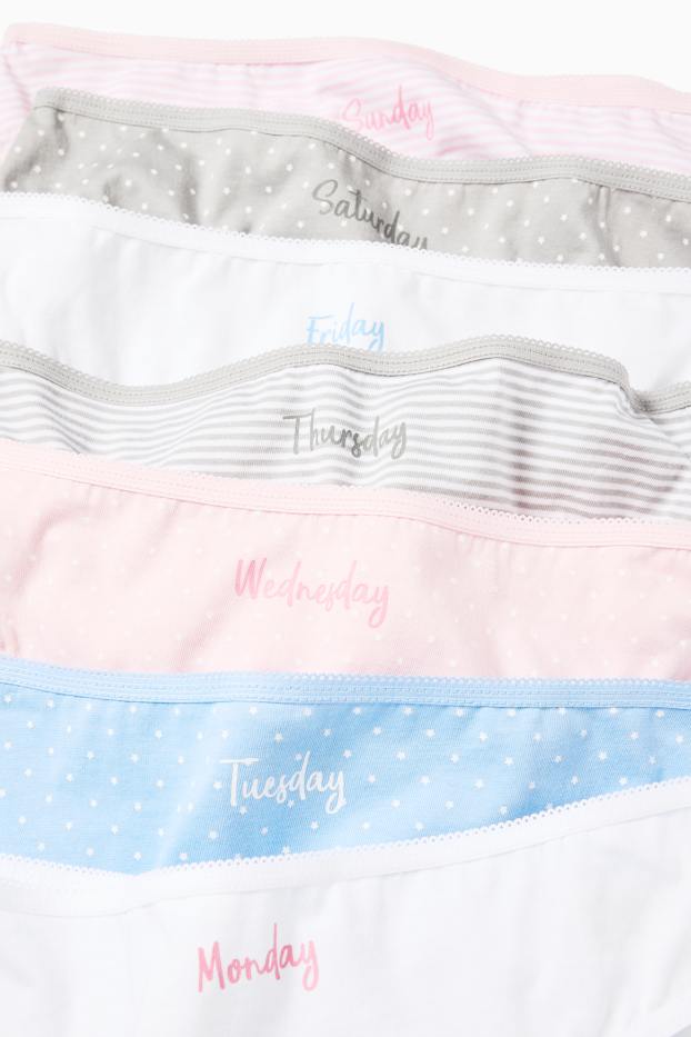 Children Girls - Multipack of 7 - days of the week - knickers - blue / white