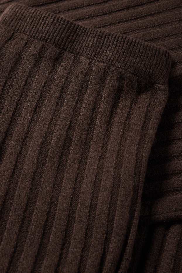 Mujer - Pantalón de punto - high waist - de canalé - marrón oscuro