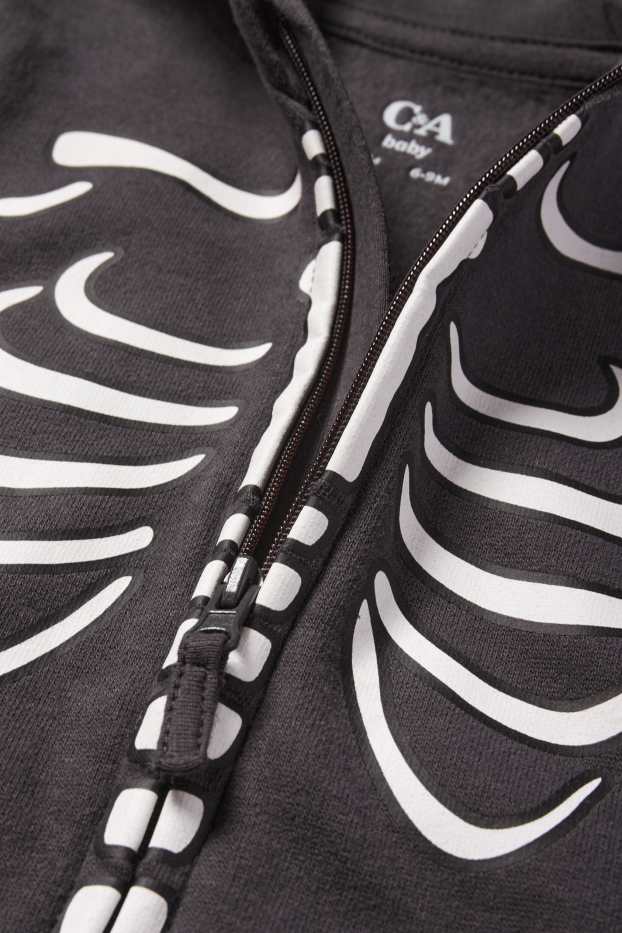 Baby Jungen - Skelett - Halloween-Baby-Overall - dunkelgrau