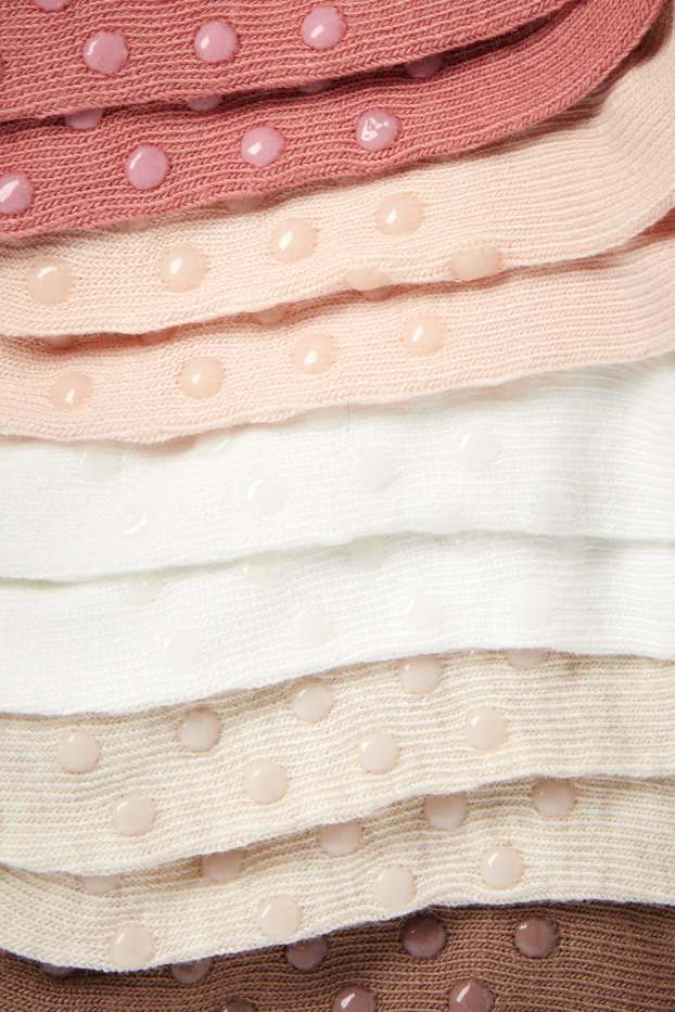 Baby Girls - Multipack of 5 - non-slip baby socks - ribbed - rose