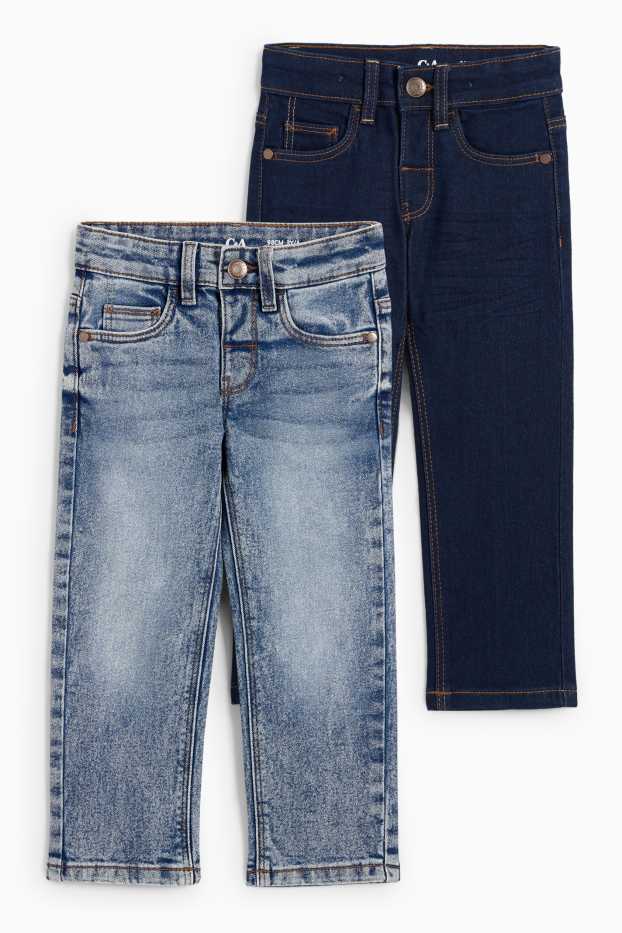 Kinderen: jongens - Set van 2 - straight jeans - jeansdonkerblauw