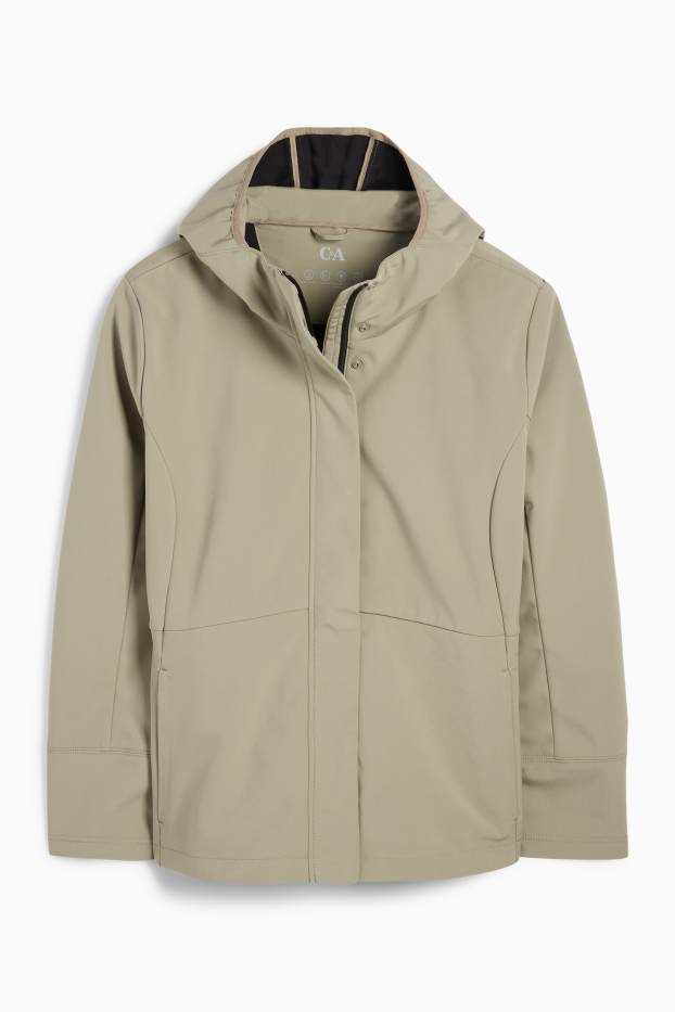 Dames - Softshelljas met capuchon - waterafstotend - 4 Way Stretch - lichtgroen