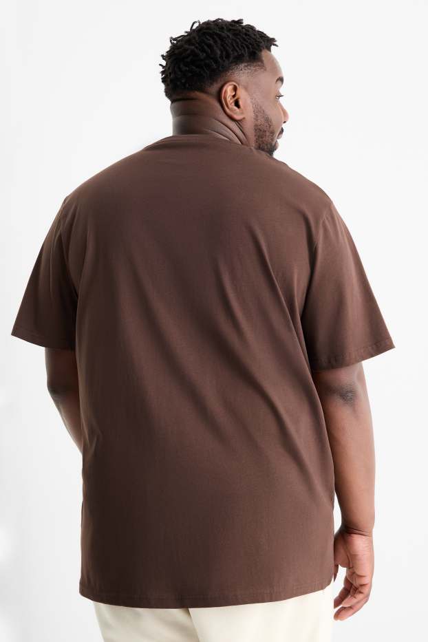 Heren - T-shirt - relaxed fit - Tupac - donkerbruin