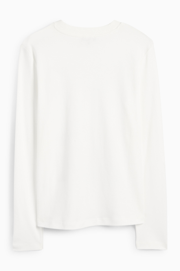 Damen - Langarmshirt - Glanz-Effekt - weiss