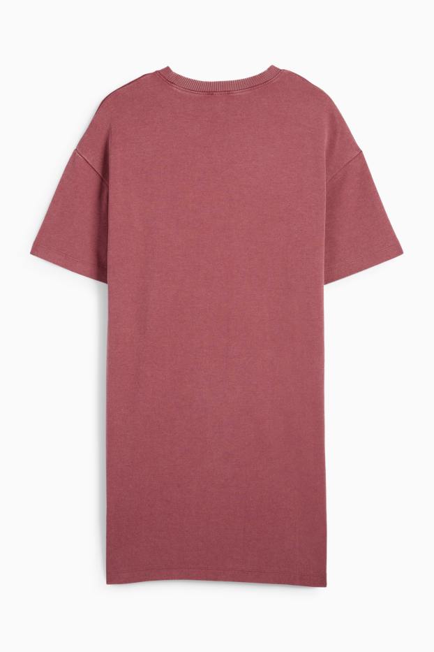 Dames - T-shirt-jurk - donker rose