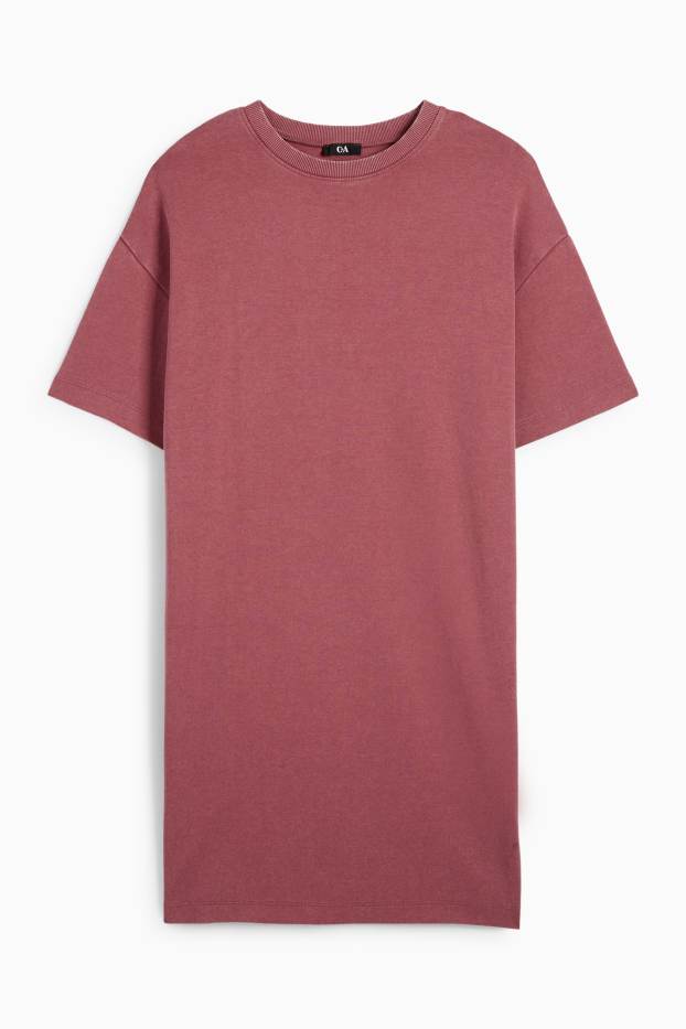 Dames - T-shirt-jurk - donker rose