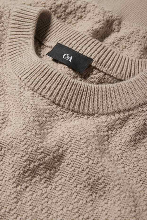Men - Jumper - textured - beige